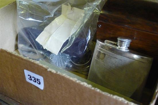 Group of miscellaneous items incl. scent bottle, box, gold studs